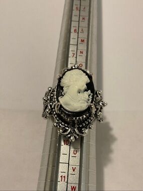 Silver plated cameo ring